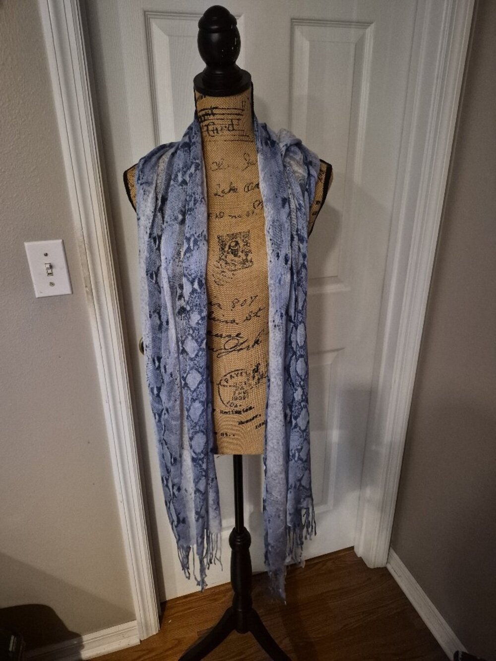 Chico's Blue Exotic Chambray Straight Oblong Scarf